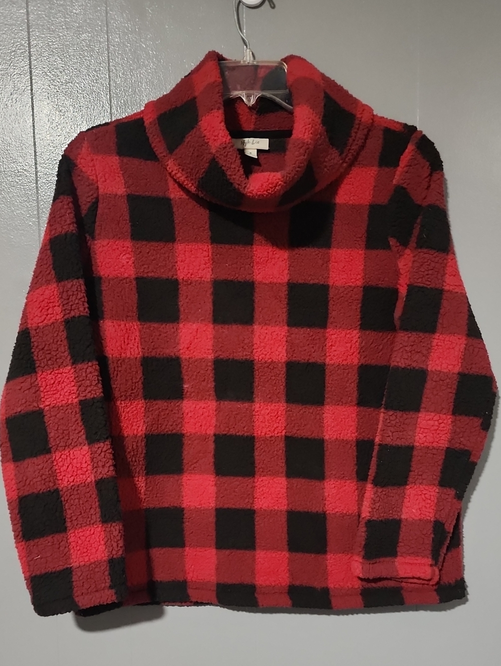 Style & Co. Red and Black Fleece Pullover